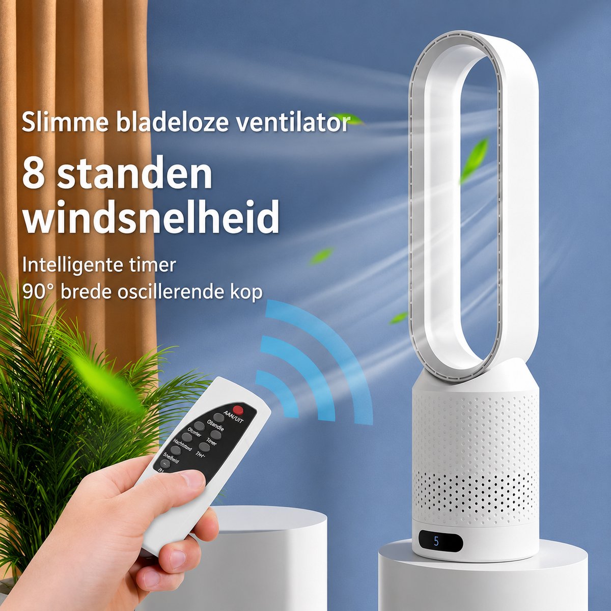 Rolu Torenventilator – Ventilator Staand – Ventilator Toren – 60 CM – 8 Snelheden - 90° Oscillatie – Timer Functie – Afstandsbediening – foto 2