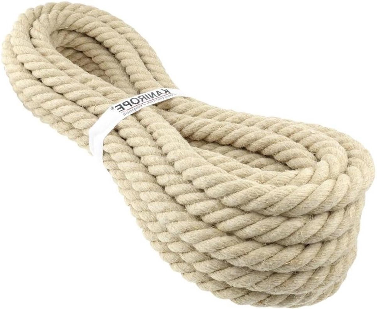Henneptouw - Natuurlijk touw - Tuinieren en decoratie - Huidvriendelijk en goede grip - 36 mm x 10 m - Natuurlijk