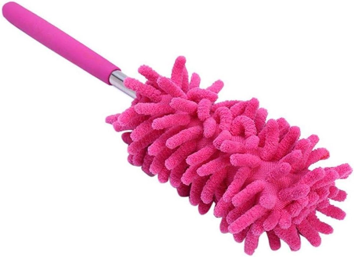 Telescopische Stofdoek - Uittrekbare Plumeau - Huis Reinigen - Wasbare Microvezelkop - 63cm Uitschuifbaar - Rood
