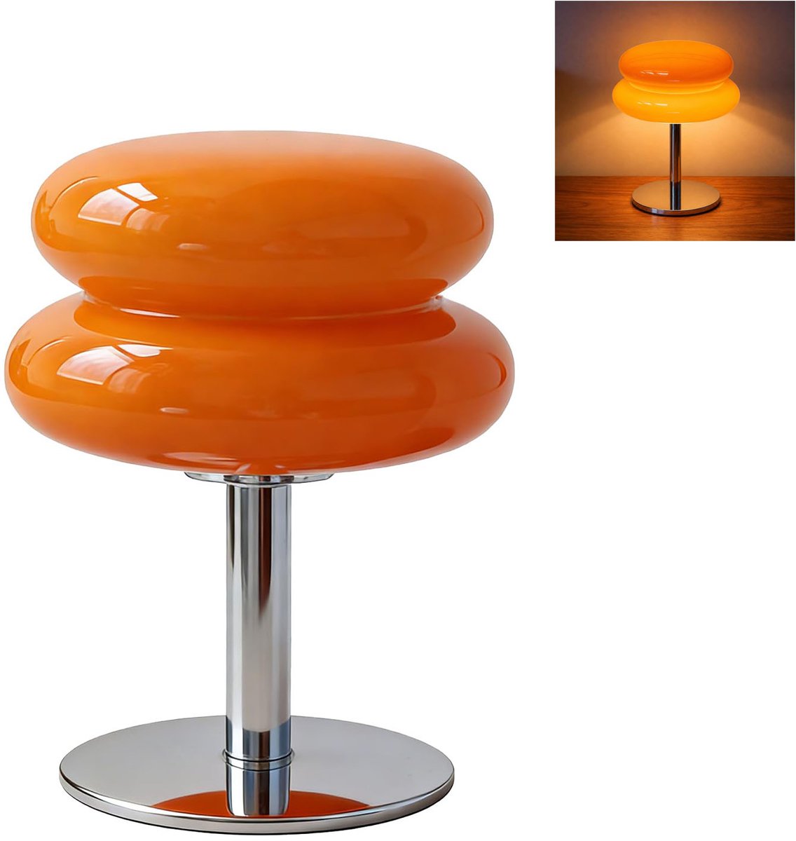 Oemmn Oranje Paddestoel lamp - Retro dimbare nachtlamp - Mid-Century bureaulamp - Mushroom design - Sfeervolle slaapkamerlamp voor nachtkastje - Woonkamer en slaapkamer decoratie