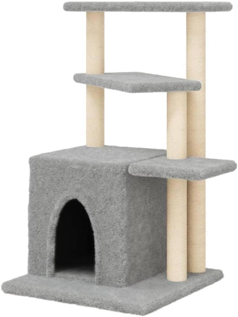 Kattenmeubel - Kattenboom - Spelen en relaxen - Met sisal krabpalen - 83.5 cm hoog - Lichtgrijs
