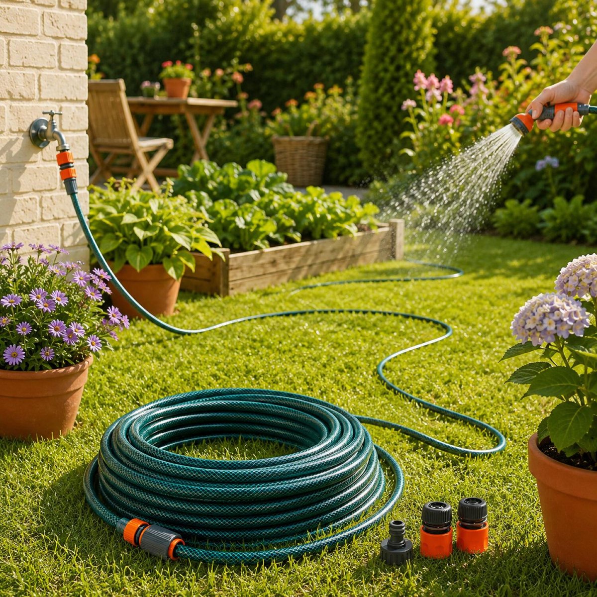 Pro Garden Tuinslang - 15 meter - groen - tot 8 bar - incl. koppelstukken - tuin bewateren – foto 5