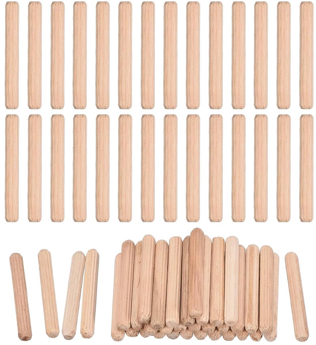 Houten pluggen - Bevestigingspennen - Meubelreparatie - Gegroefd en afgeschuind - 5 x 40 mm - Lichtbruin