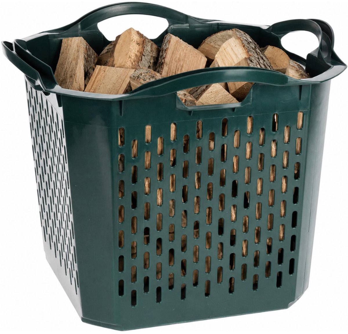 Storage Solutions Haardblokken houtblokken opberg mand / box - mand - 40 x 40 x 32 cm - kunststof - groen