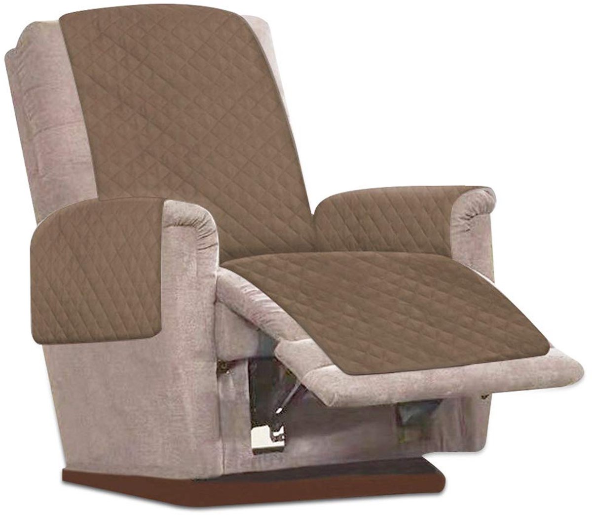 Relax fauteuilbeschermer, met antislip, 1-zits fauteuilbescherming, bankovertrek met 2,5 cm brede verstelbare bandjes (camel)
