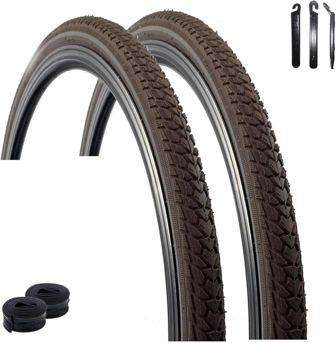 Fietsbanden Set - Banden en Binnenbanden - Veilig Fietsen - Lekbescherming - 28 Inch - Bruin