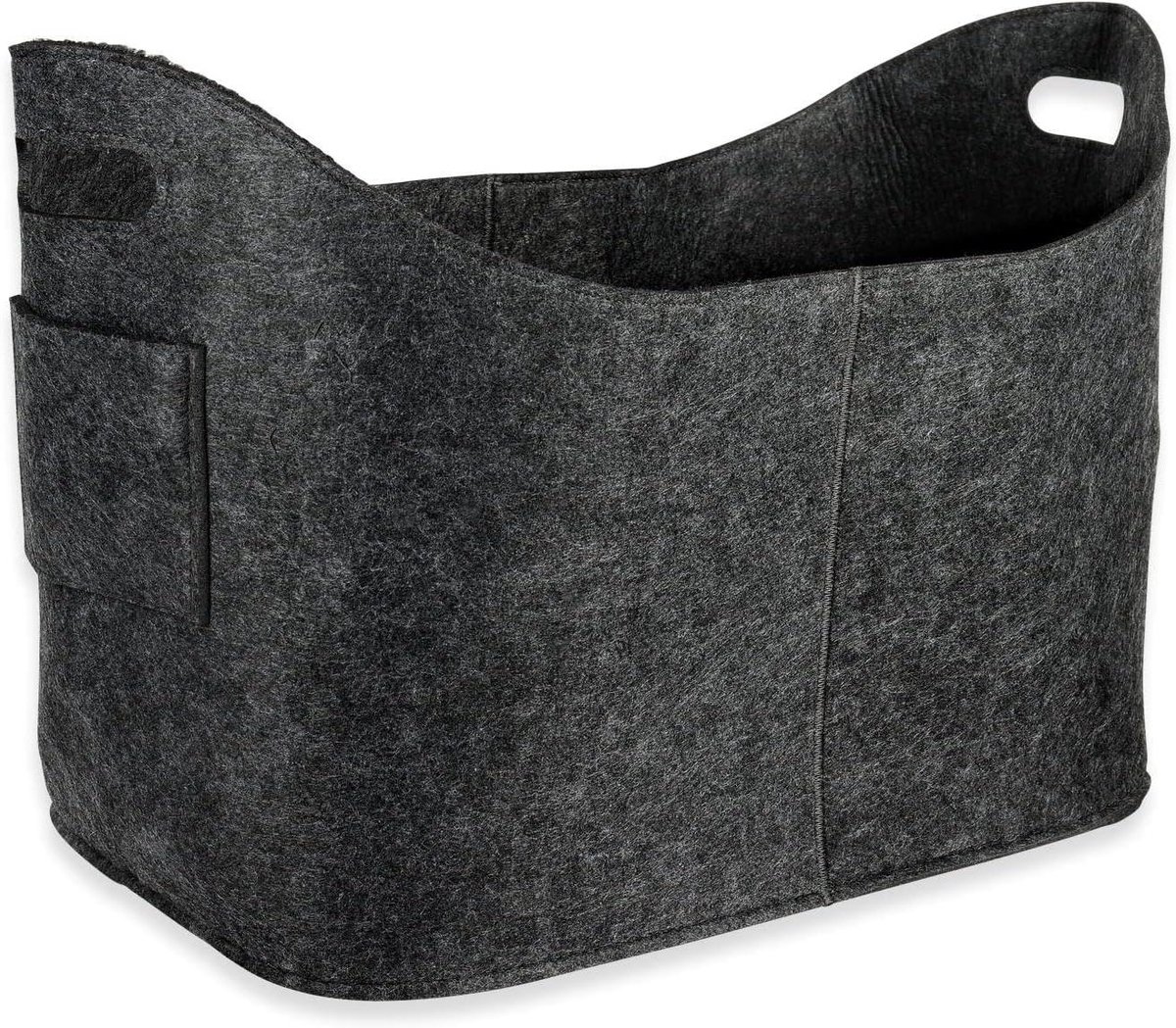 Brandhoutzak Vilt - Opbergmand Kranten - Haardhout Opslag - Stabiele Verwerking - 53x40x30 cm - Grijs