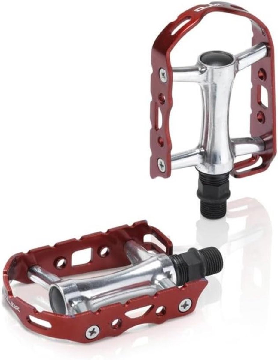 Fiets Pedalen - MTB Onderdelen - Mountainbiken - Ultralicht Aluminium - 20x10x4cm - Zilver Rood