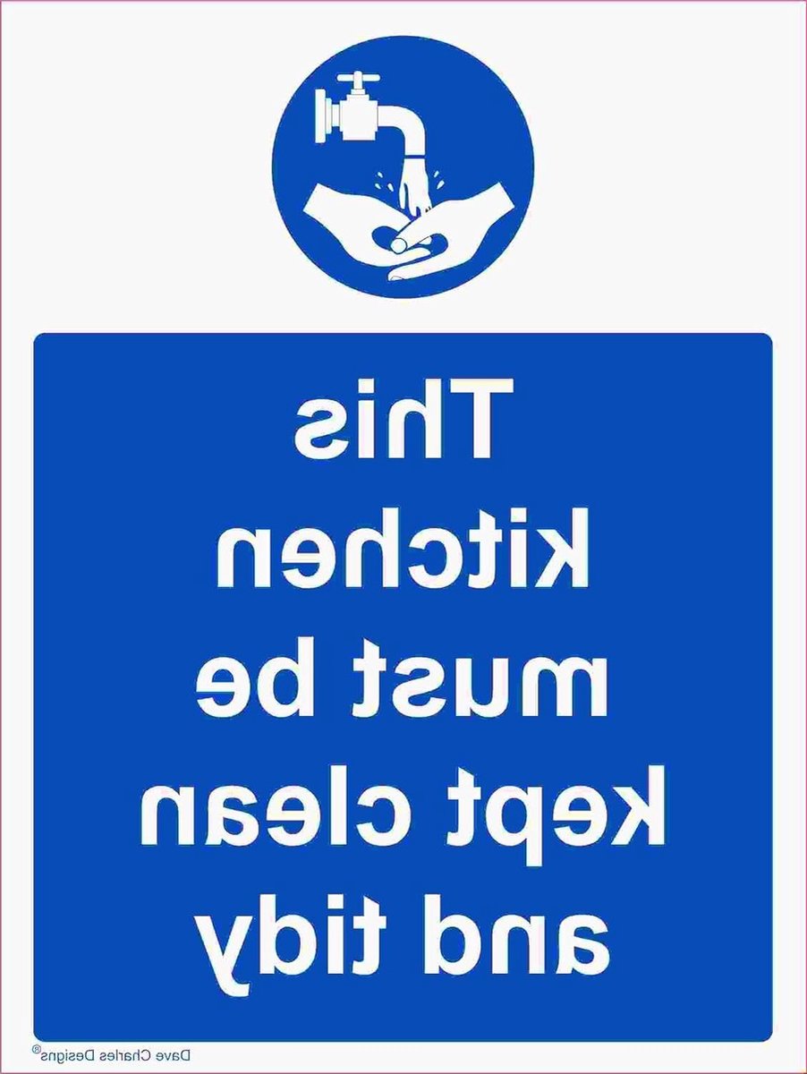 Keuken Sticker - Opschrift Vignet - Hygiëne Handhaven - Zelfklevend Vinyl - A5 Formaat - Wit