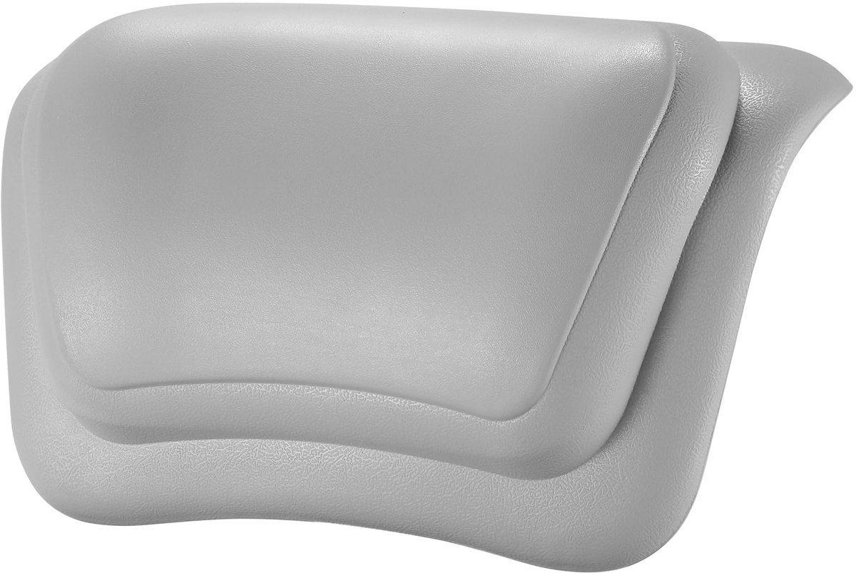 Badkussen Waterafstotend & 3D Ergonomisch - Hoofdsteun met 2 Antislip Zuignappen, Badaccessoires voor Thuis - Grijs