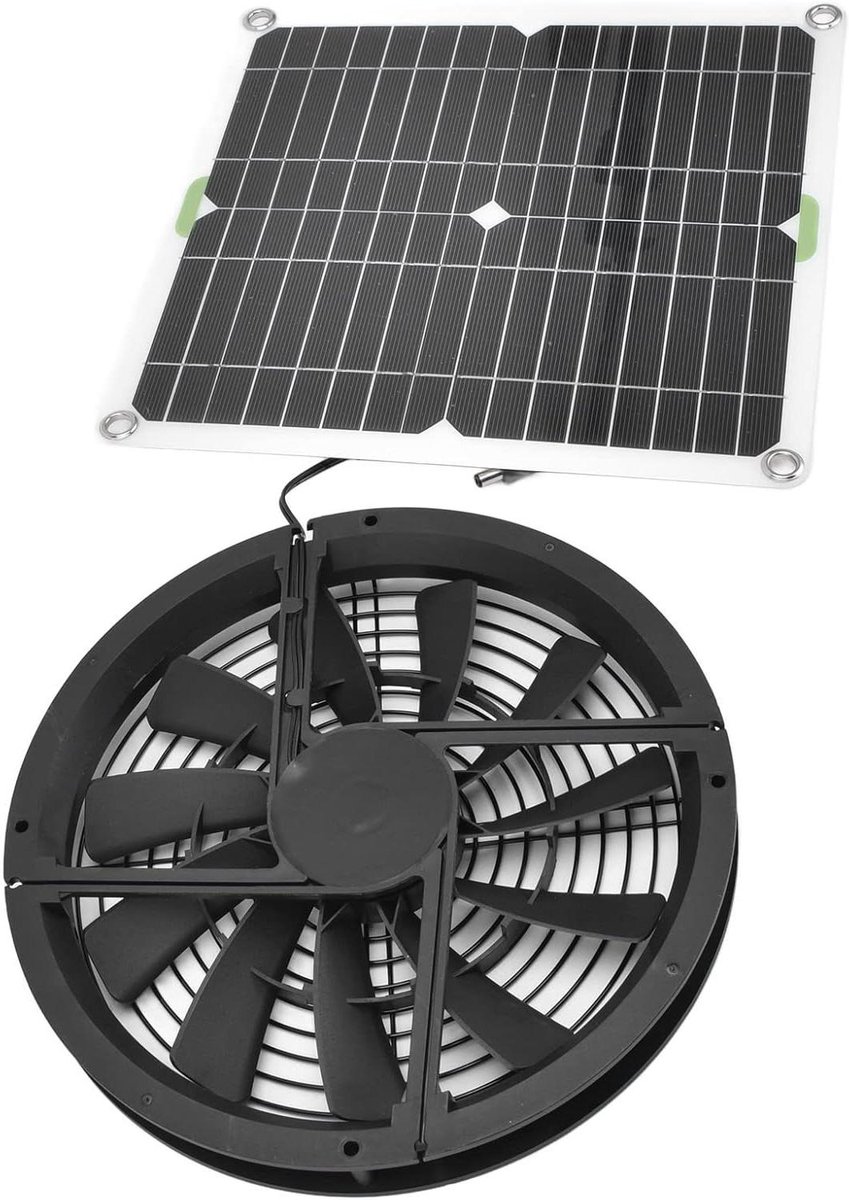 Zonneventilator - Afzuigventilator - Ventilatie - Waterdicht - 100W - Zwart