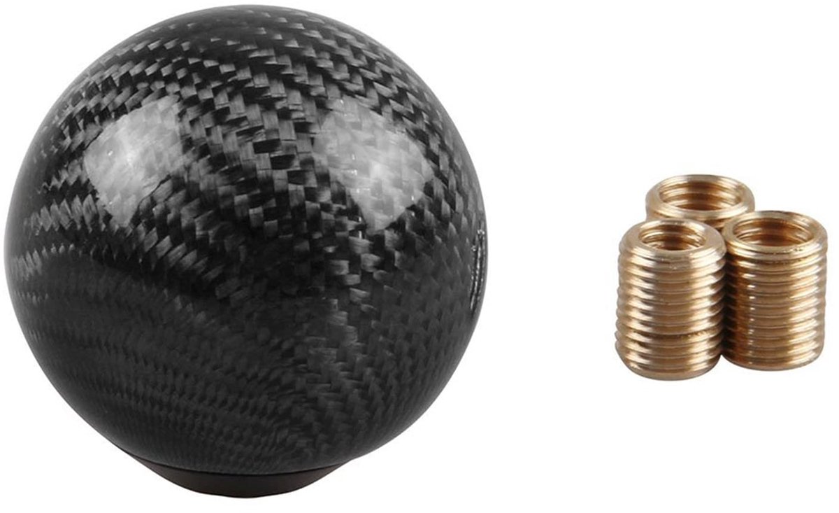 Universele Auto Versnellingspook Knop Shifter Hendel Ronde Kogelvorm Koolstofvezel