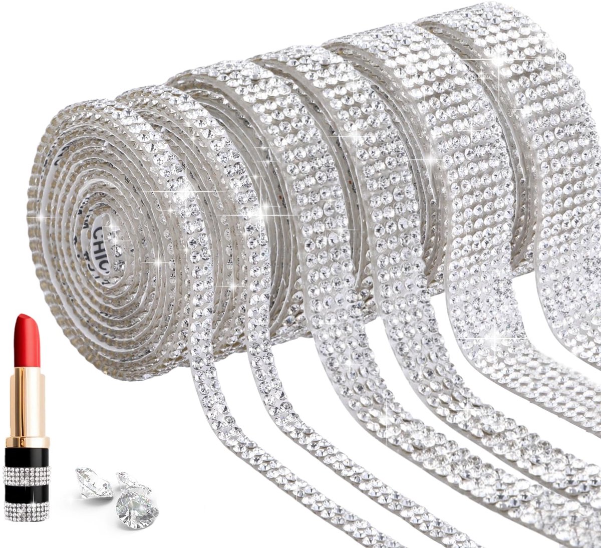 Strass-steentjes met bling bling strasssteentjes, strassband zelfklevend glitterband strasssteentjes voor textiel, bruiloft, doe-het-zelf feestdecoratie, zilveren strassteentjes