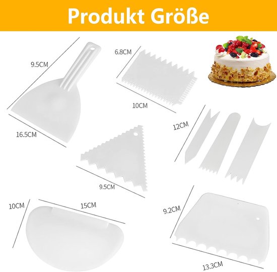 1 stuk deegkaart kunststof, 6 stuks taartspatel en 1 stuk deegspatel pizza, flexibele deegschraper, taartschraper voor keuken, bakken rand decoratie, pizza, deegsnijden, taarten accessoires — afbeelding 5