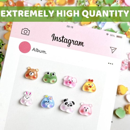 150 Stuks Mini Dierenfiguren Van Kunsthars, Schattige Resin Beeldjes, Cartoon Charms Set, Miniatuur Dieren Van Hars, Decoraties Van Kunststof Voor DIY Nagelversi — afbeelding 3