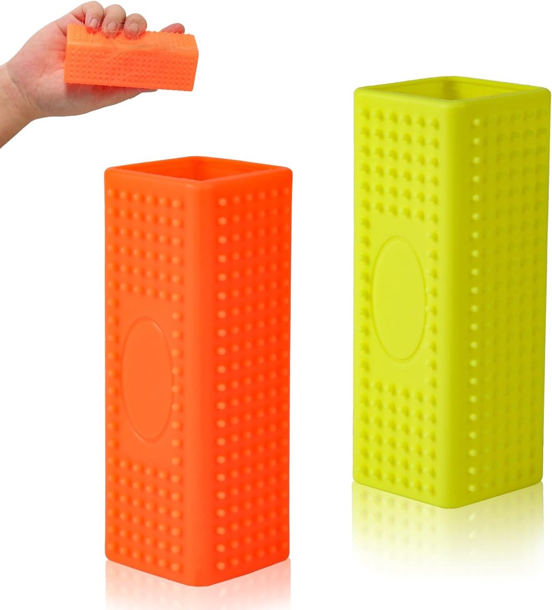 2st Siliconen Haarborstels voor Huisdieren, Blokrollerreiniger Herbruikbare Dierenhaar Tapijtborstel Portable Tapijtreiniger Roller voor Meubels Banktapijten Bankbeddengoed (Geel en Oranje)
