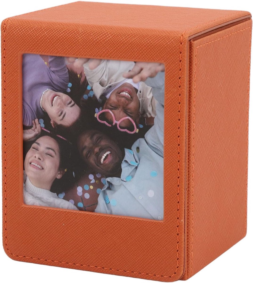 bewaardoos, PVC kunstleer foto bewaardoos Magnetisch deksel sluiting 50 vellen capaciteit Mini foto houder opbergdoos voor 3 Inch foto's of bankkaarten (BROWN)