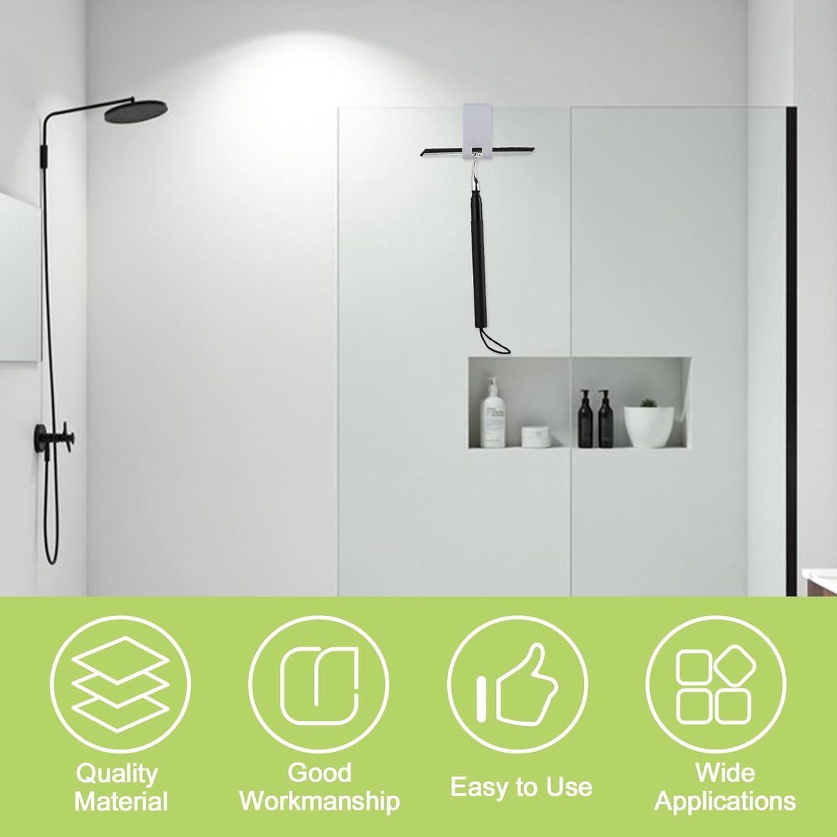 Deurhaken, geen boren douche scheermes houder siliconen frameloze glazen deur dubbele haken voor badkamer keuken (grijs)