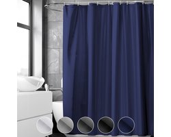 REDKEY Douchegordijn, 120 x 200 cm, Anti-Schimmel Badgordijn, wasbaar, sneldrogend, waterafstotend, pvc-textiel, antibacterieel badgordijn met 8 haken voor badkamerdouche, donkerblauw