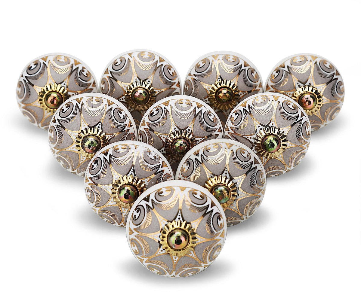 Kastknoppen Boho grijs keramische dressoir pull handvat keuken diverse keukenkasten kast knop boerderij decor meubels hardware gouden knoppen (pak van 12, grijs)