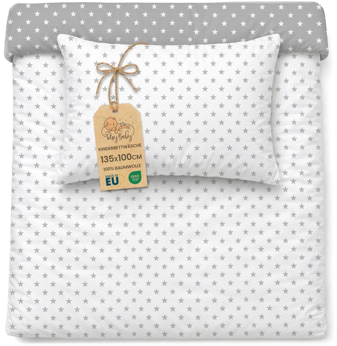 Dekbedovertrek voor ledikant baby 100x135 cm - Katoen dekbedhoes voor kind bed Set Dekbedzak 100 x 135 cm En Kussensloop 60 x 40 cm Oeko-Tex