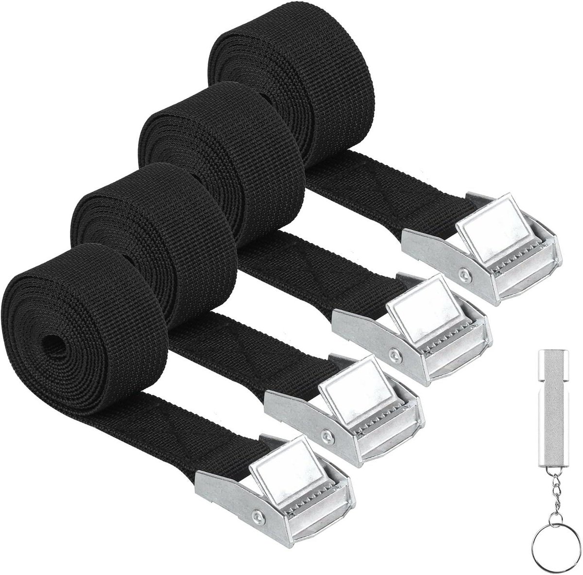 Spanbanden Set - Bevestigingsriemen - Lading Zekeren - Sterke Metalen Gesp - 4 Stuks 2.5 Meter - Zwart