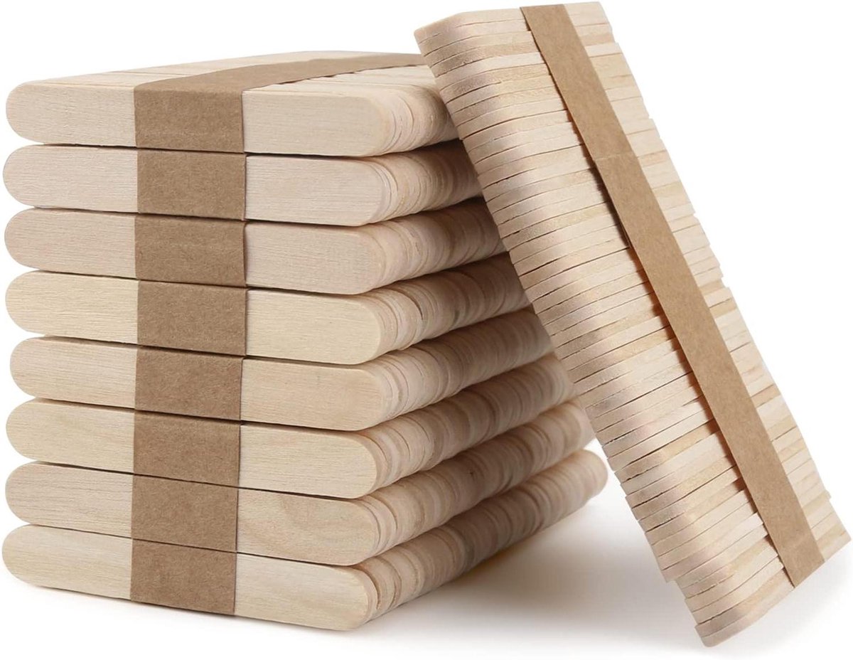 Ambachtelijke Stokjes - Houten Sticks - Creatief Knutselen - Natuurlijk Berkenhout - 450 stuks - Houtkleur