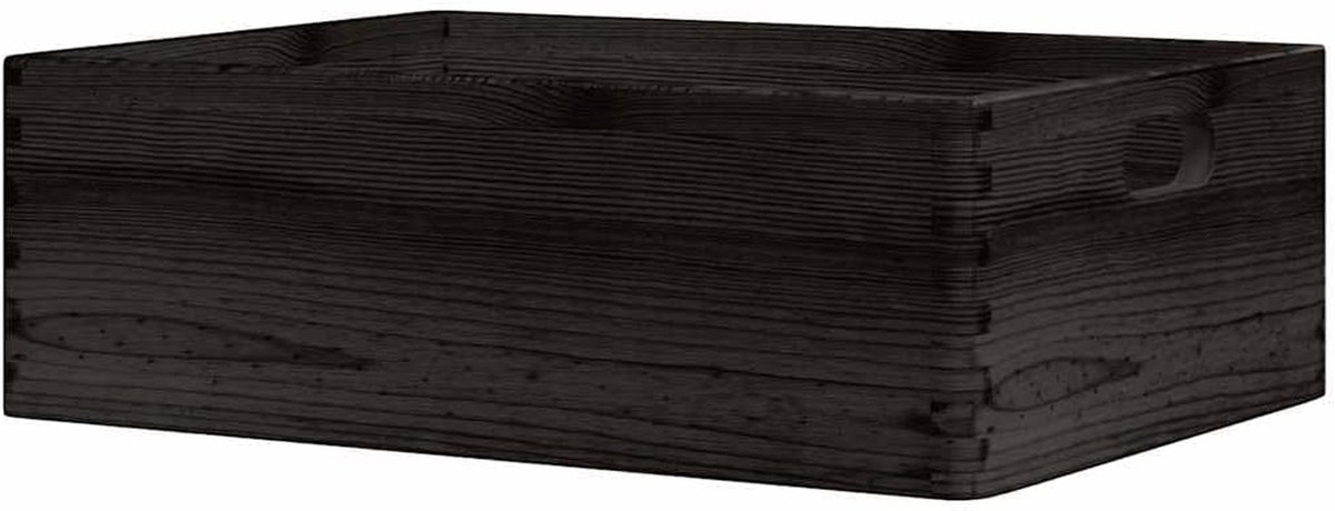 Houten Opbergbox - Opbergkist Handvatten - Decoratief Opbergen - Massief Vurenhout - 40x30x13 cm - Zwart