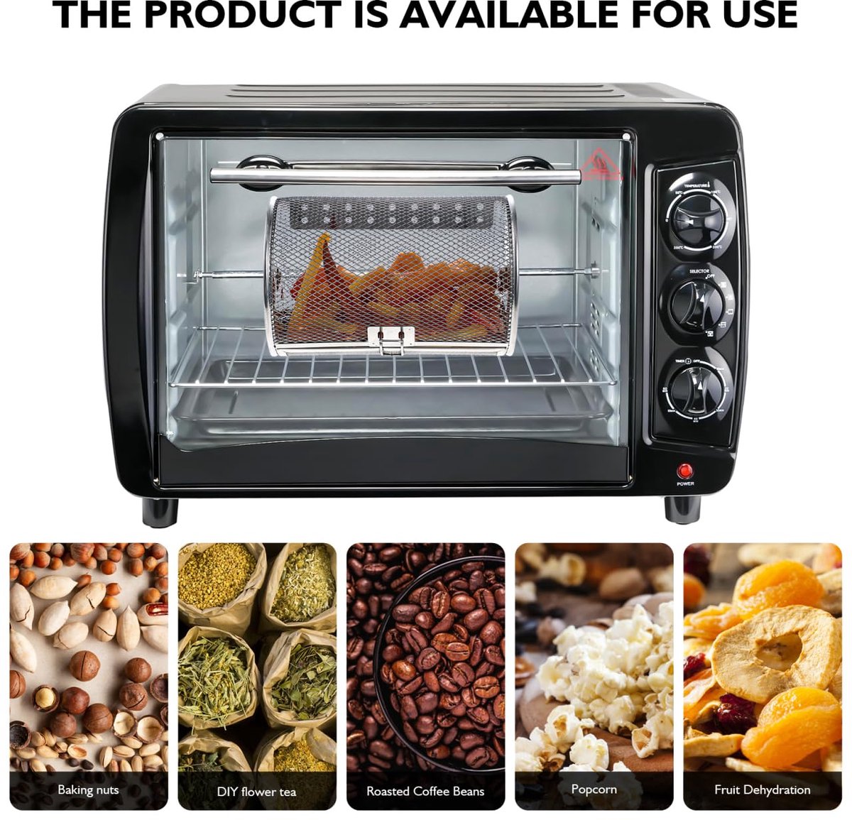 Mand voor airfryer, hittebestendig, roestvrij met beweegbare deur voor het grillen en bakken van noten en gedroogde vruchten, geschikt voor heteluchtfriteuses