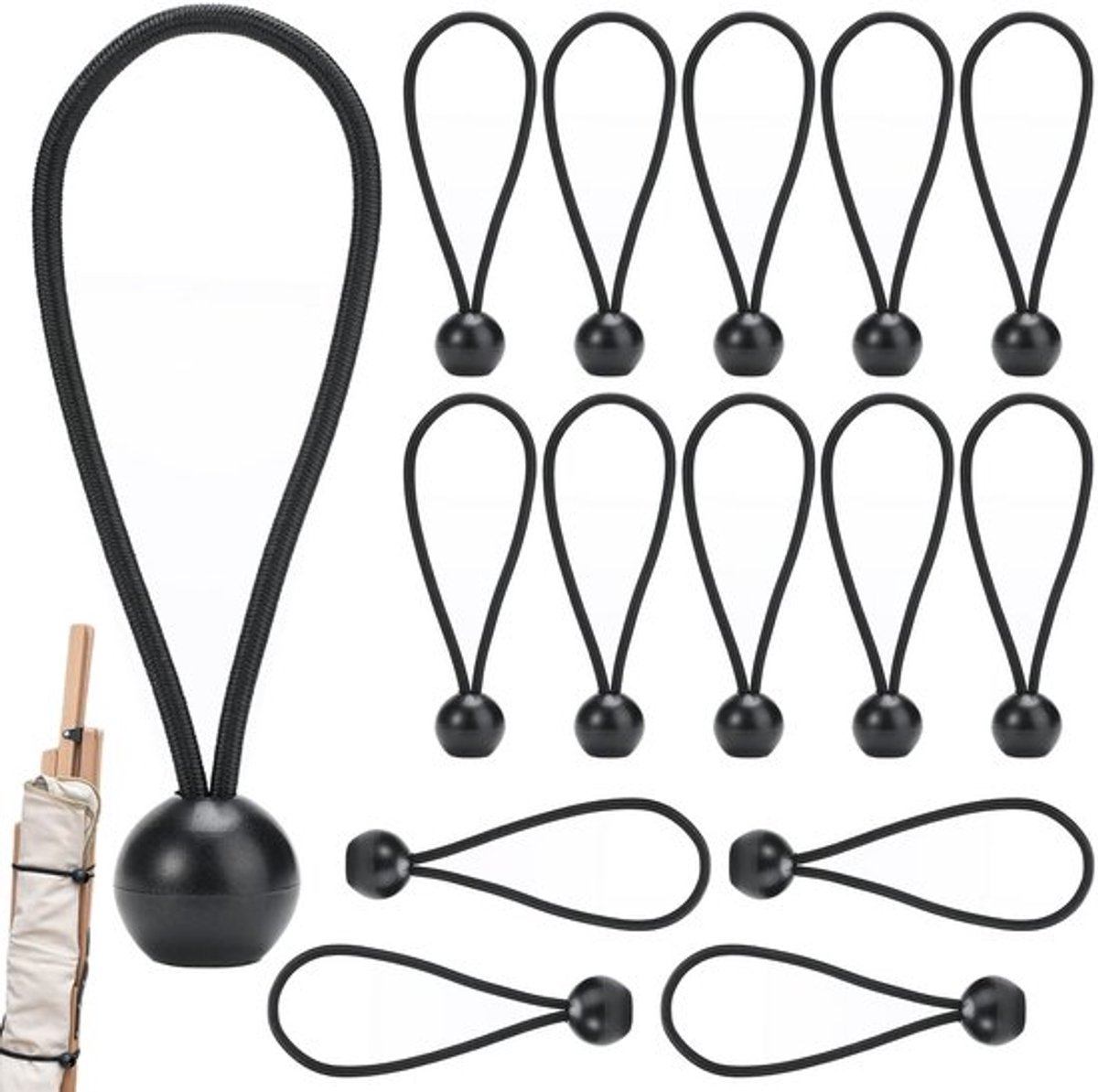 Onf3 - Zeilspanners - Expandertouw - Rubber lussen - Zwart