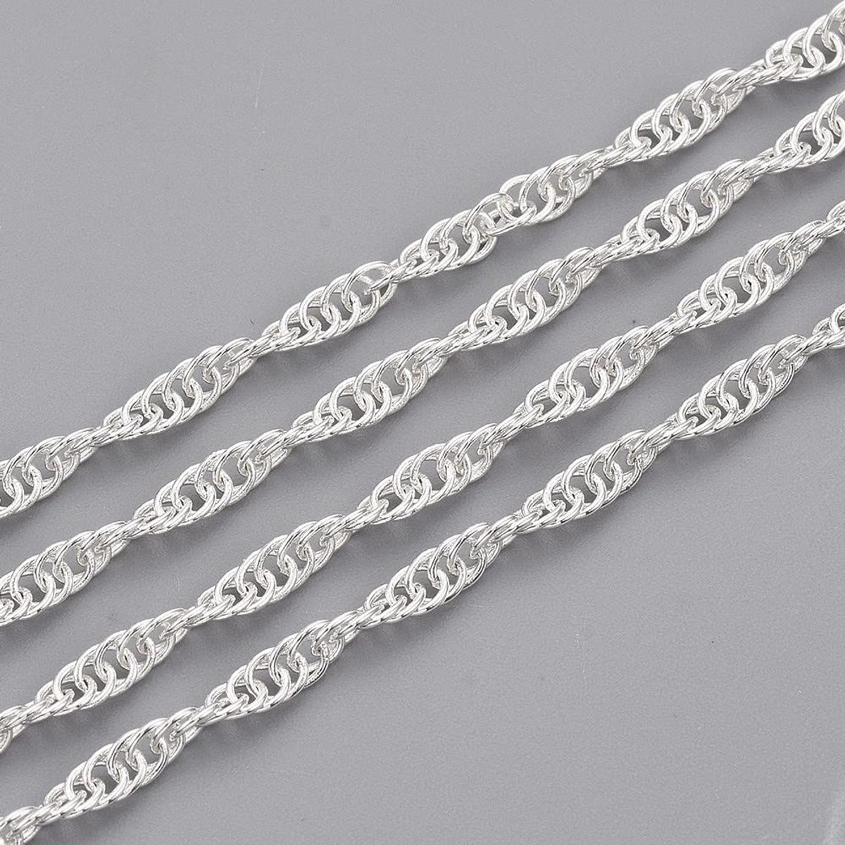 3 meter schakels ketting ronde ring ketting, 2mm, sieraden ketting metergoed voor het maken van kettingen armband DIY knutselen (zilver)