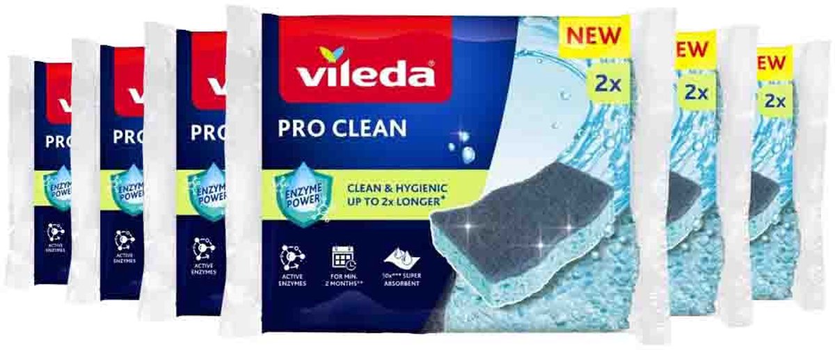 Vileda Schuursponsen Pro Clean Viscose - 6 x 2 stuks - Voordeelverpakking