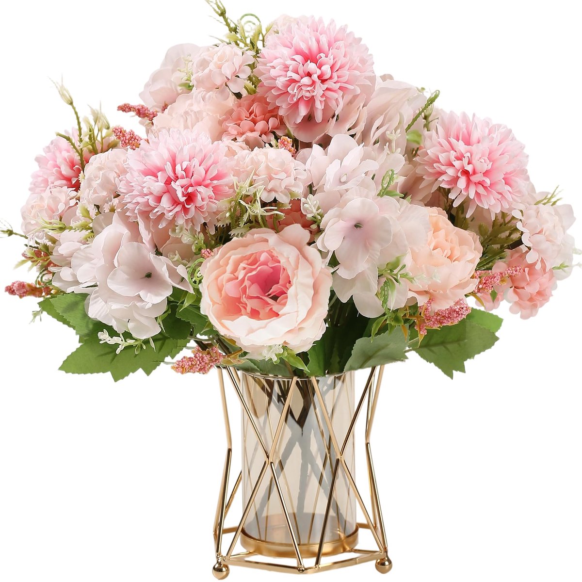 Kunstbloemen 2 stuks roze nep zijden pioen boeket hortensia faux bloem voor thuis keuken tuin feest bruiloft decoratie