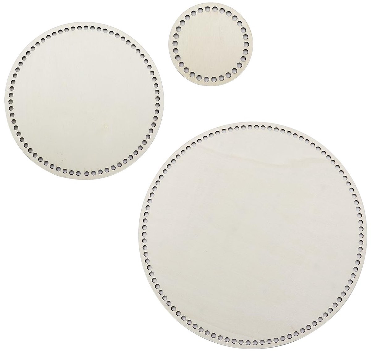 3 STKS Gehaakte houten basis, ronde blanco gehaakte mand houten basis 10/20/30 cm