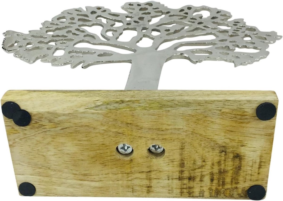 Levensboom Sculptuur - Woondecoratie Metaal - Sieraden Organiseren - Gepolijst Aluminium - 26 x 23 cm - Zilver — cadeau in Wonen & Interieur - foto 3