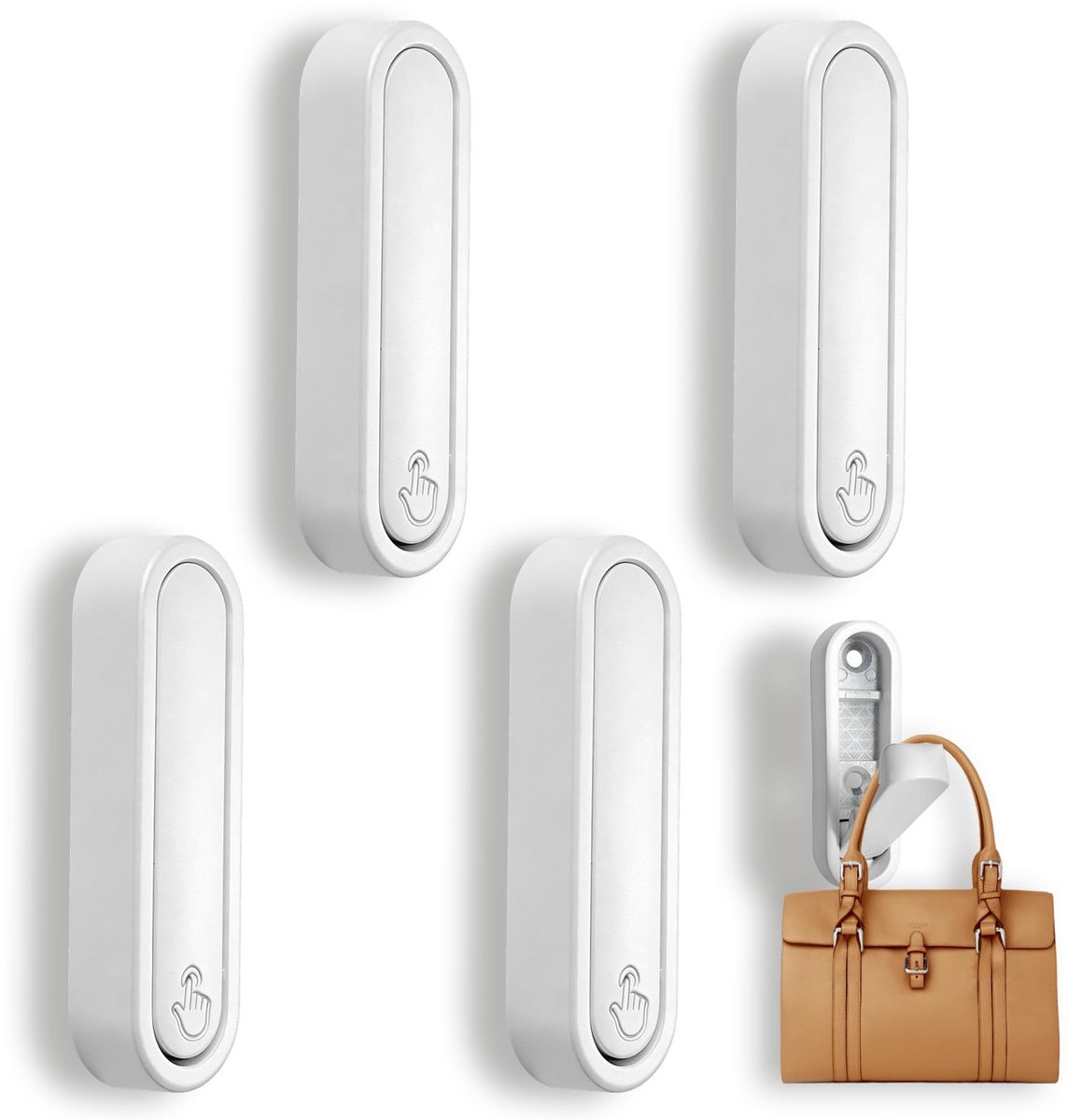 wandhaken, 4 stuks, wandhaken van aluminium, om een belasting op te hangen, 15 kg, robuuste wandkapstok, onzichtbaar, om op te hangen, jassen, tassen, hoeden, kantoor, slaapkamer, badkamer