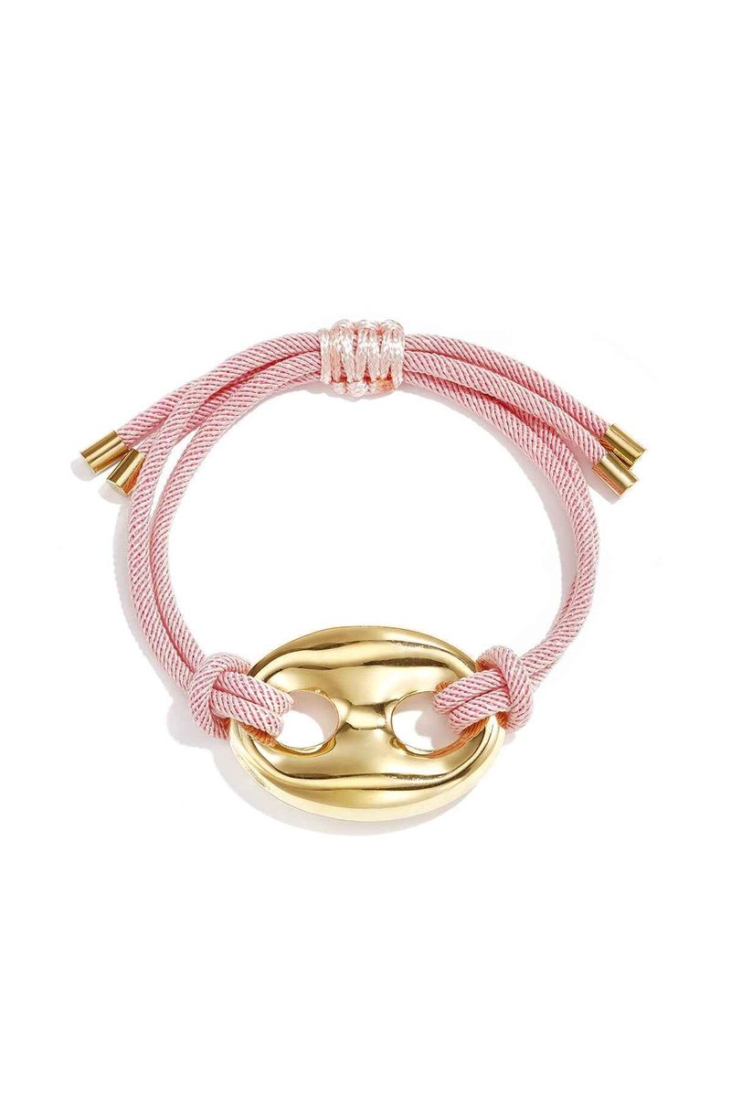 Satijnkoord armband met knop detail