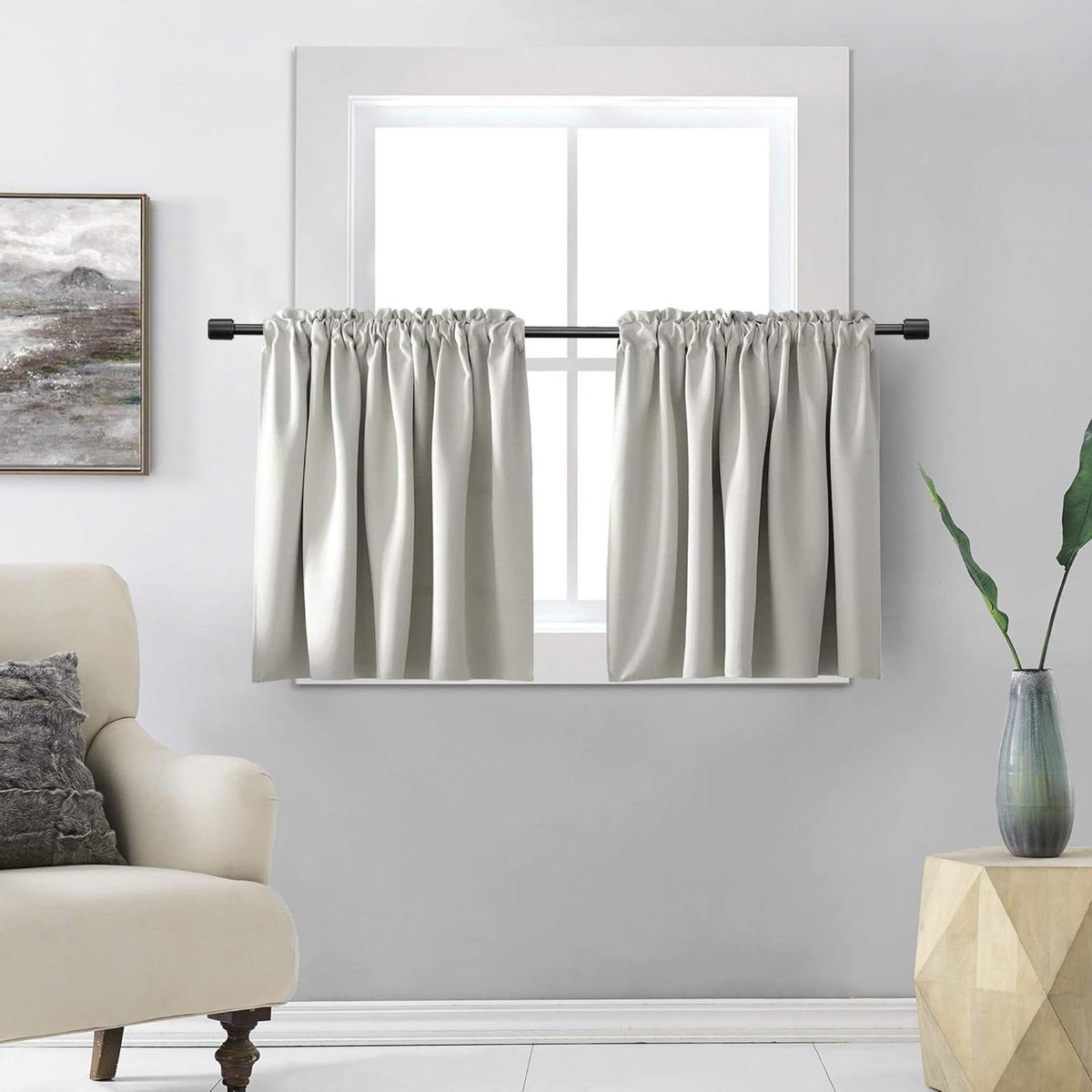 Gordijn Voile - Vitrage Raambekleding - Raam Decoratie - Lichtdoorlatend - 60 cm breed - L