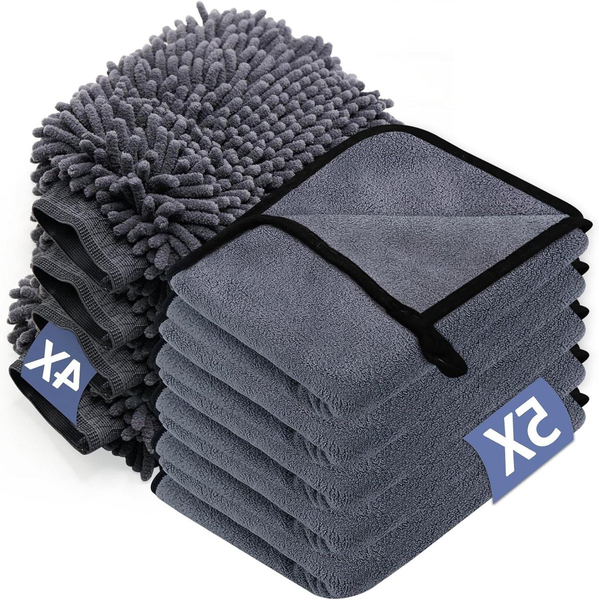 Microvezel Doeken Set - Reinigingsdoeken Auto - Auto Onderhouden - Hoge Dichtheid 600 g/m² - 30 x 40 cm - Grijs