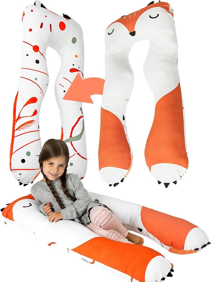 Kinderkussen - Slaapkussen Kind - Veilig Slapen - Anti-Stress Design - 60 x 120 cm - Vos