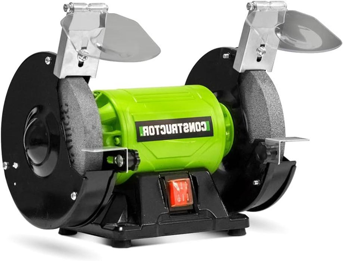 Bankslijpmachine - Slijpmachine Tafelmodel - Metaal Bewerken - Krachtige 200W Motor - 150mm Schijfdiameter - Grijs