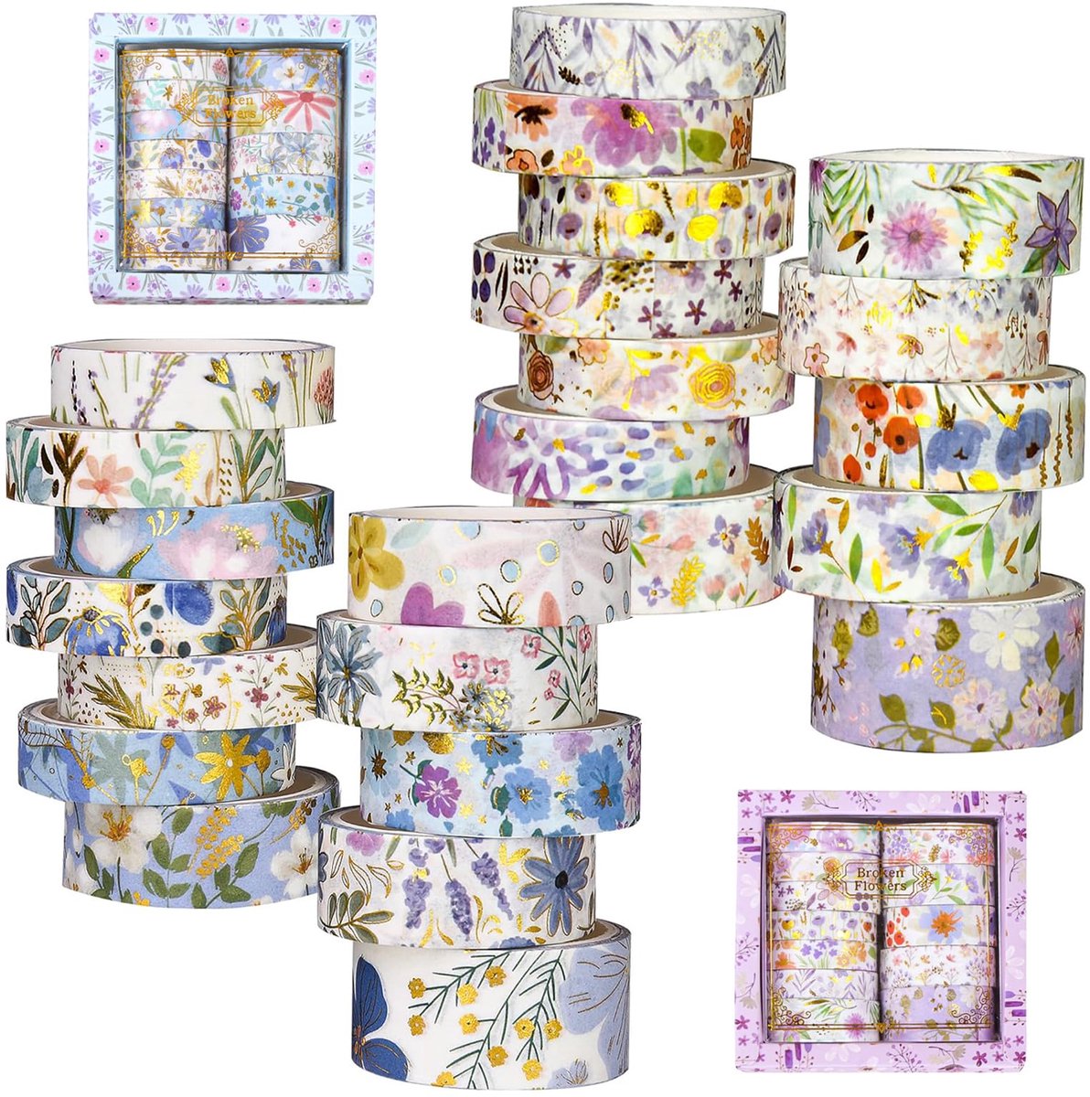 Washi-tape, decoratief plakband, 15 mm x 2 m, voor scrapbooking, knutselen, fotolijsten, bullet journal en decoratie van geschenken (blauw/paars)