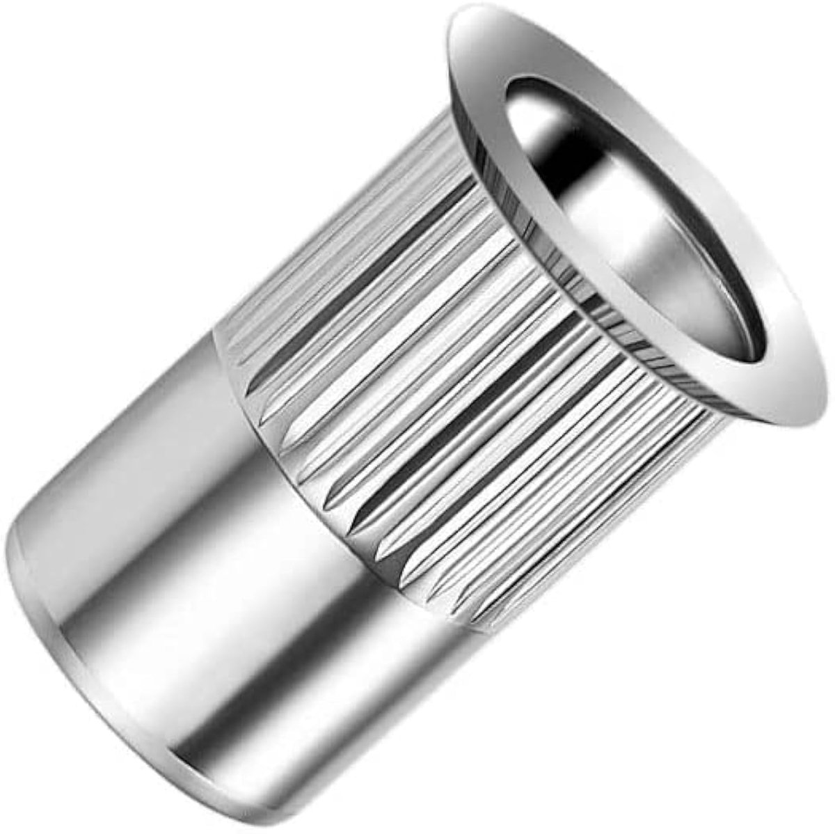 Blindklinkmoeren, verzonken kop gegroefd rond lichaam Open draadinzetstuk, 6mm moer, verzinkt stalen gekartelde klinkmoer, rivsert voor staal, legering, koper, kunststof, glasvezel (5 st.)