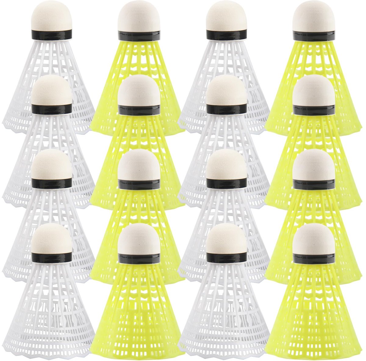 QIN 16 stuks badmintonballen, nylon veerballen, duurzame veerballen, Speed 2 kleuren, badmintonballen, badminton voor outdoor en indoor, training, oefening, vrije tijd, beginners