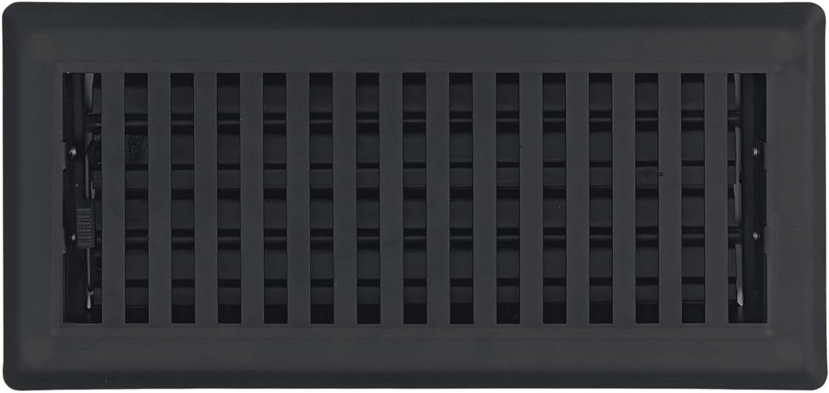 Vloerregister Staal - Ventilatieafdekking Rooste - Luchtstroom Regelen - Gietijzer Zwarte Afwerking - 10 x 30 cm - Zwart