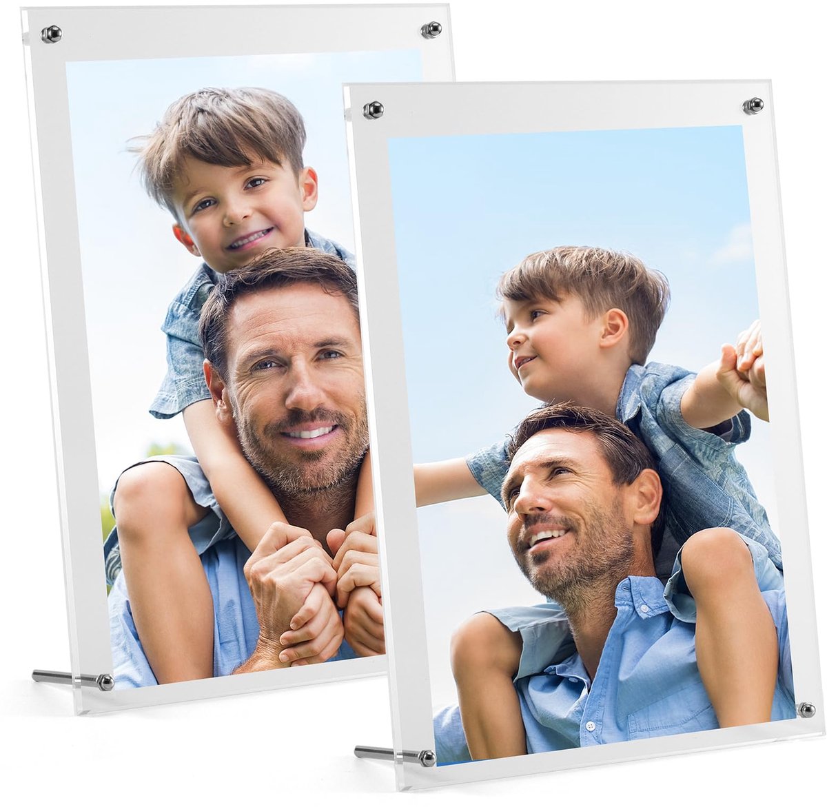 Fotolijsten A4, binimalistische vloeren, frameloze fotolijst, hoge resolutie glazen fotolijst, verdikt en stootvast voor familiefoto's, bruiloftsfoto's en woondecoratie, tafelstandaard