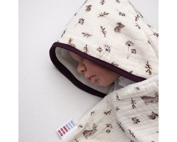Studio BooBoo - Baby Badhanddoek met Kap - Hydrofiel/Badstof - Konijntjes Print - Perfect voor Bad en Zwemmen