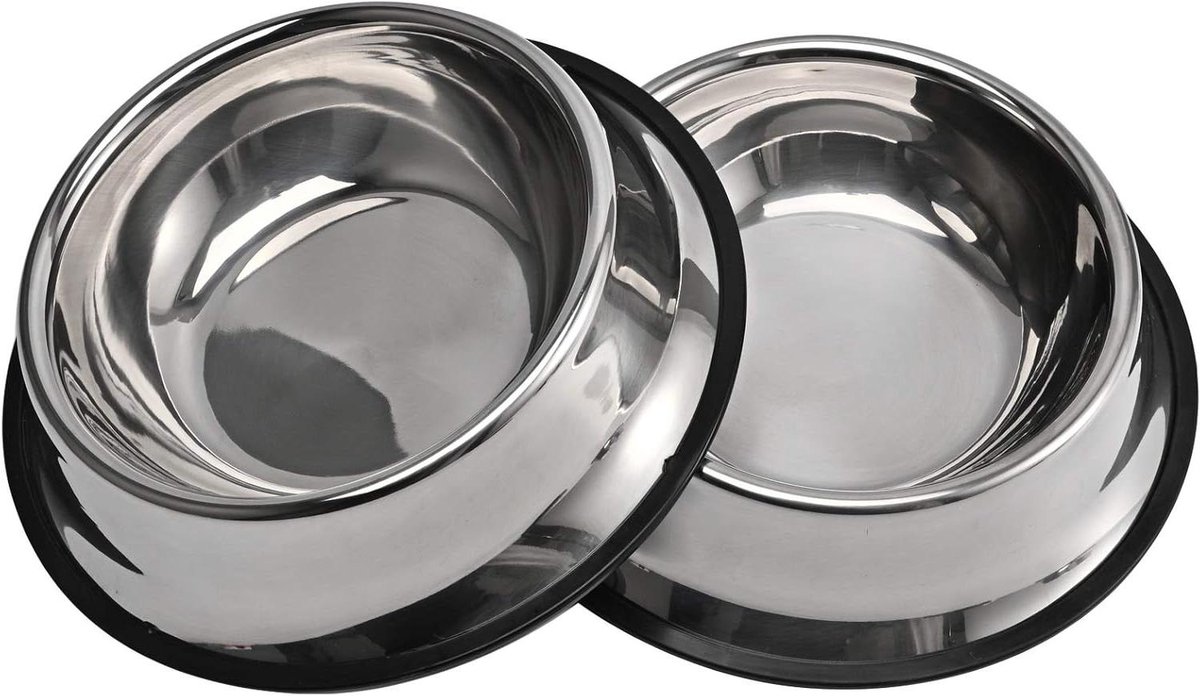 Honden Voerbakken - Voerbak Waterbak - Huisdieren Voeden - Antislip Rubberen Basis - 2 stuks 44 oz - Houtkleurig