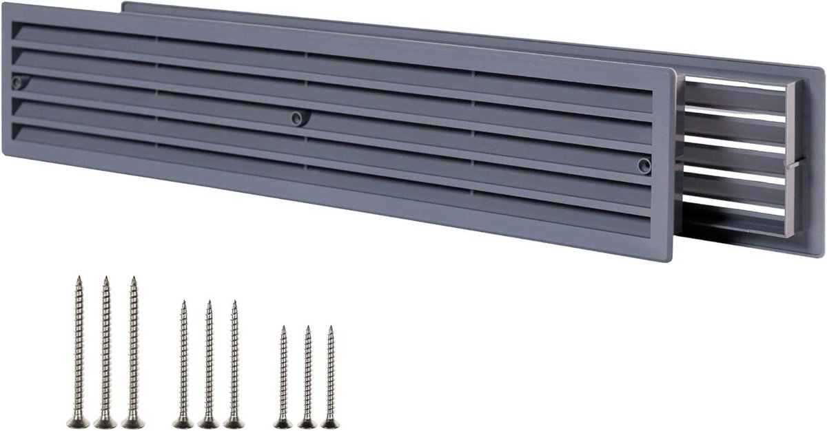 Ventilatierooster Deuropening - Luchtregister Binnendeur - Luchtcirculatie Verbeteren - Dubbelzijdig Ontwerp - 4496 x 914 cm - Grijs