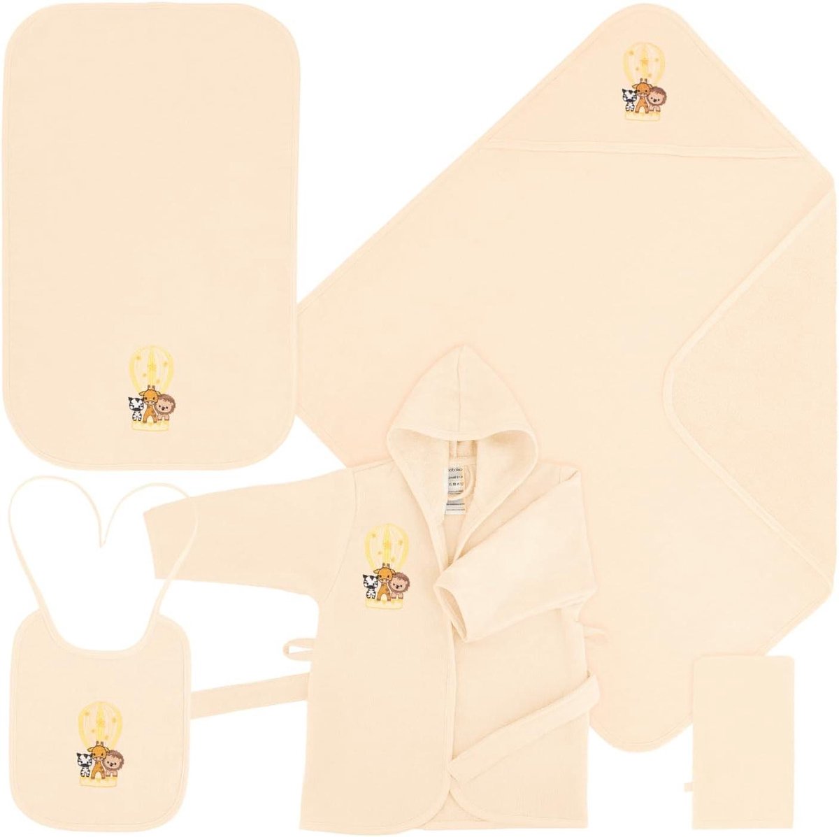 Babycadeauset 5-delig - Baby geschenkset - Baby verzorging - 100% puur katoen - 0-12 maanden - Blauw